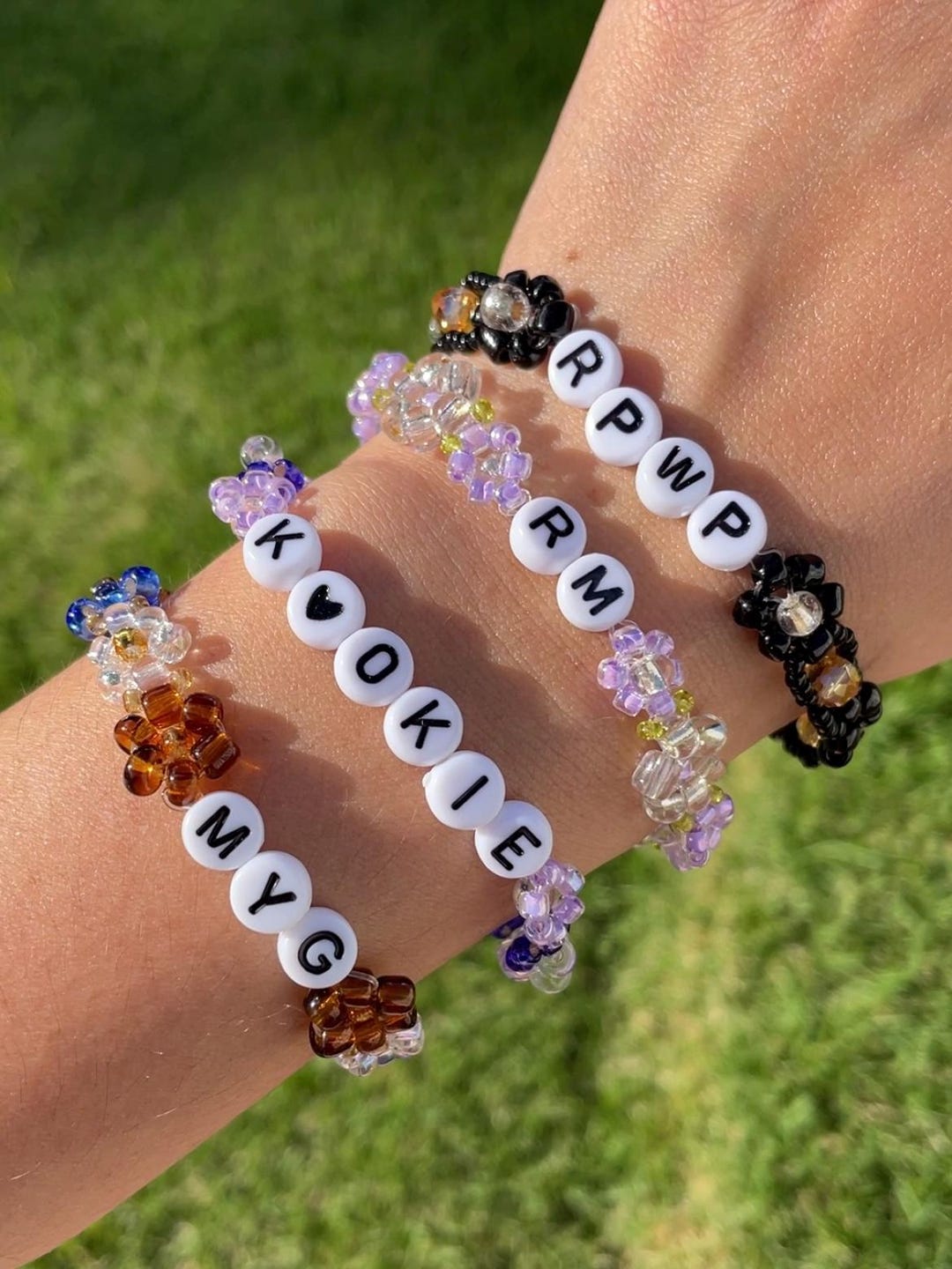 BTS Inspired Elastic Beaded Bracelets - Handmade Bracelets, BTS