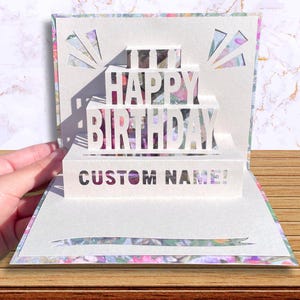 Carte pop-up personnalisée joyeux anniversaire | Carte d'anniversaire personnalisée | Porte-cartes cadeau | Carte faite main amusante et mignonne