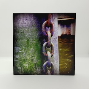 Photo on wood - anchor chain
