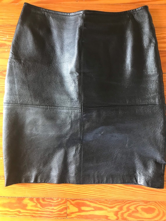 vintage 1990s leather pencil skirt classic minimal