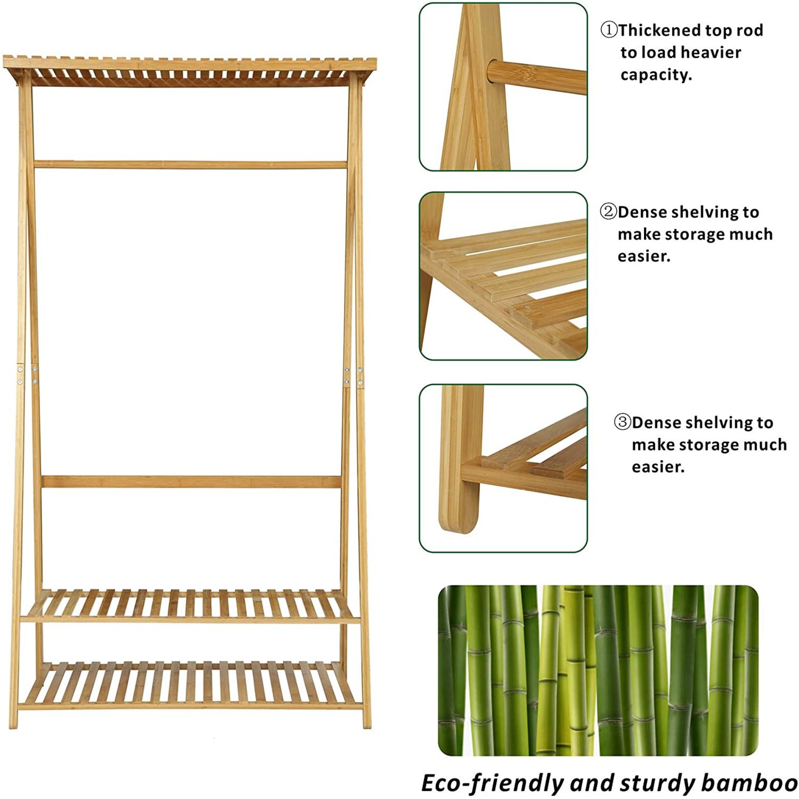 Bamboo Garment Rack Clothes RackHeavy Duty Coat Cloths Etsy