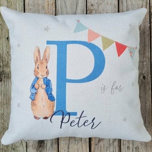 Almofada personalizada com nome Peter/Flopsy Rabbit. Presente para aniversário/Natal/quarto de meninas decoração de casa almofada dispersa