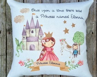 Personalised  Princess bedroom Cushion for girls.  Knight cushion for boys. Boy and girl birthday gifts and home decor