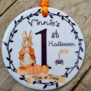 Personalised Halloween Peter Rabbit  first Halloween and children Halloween keepsake decorations 2024