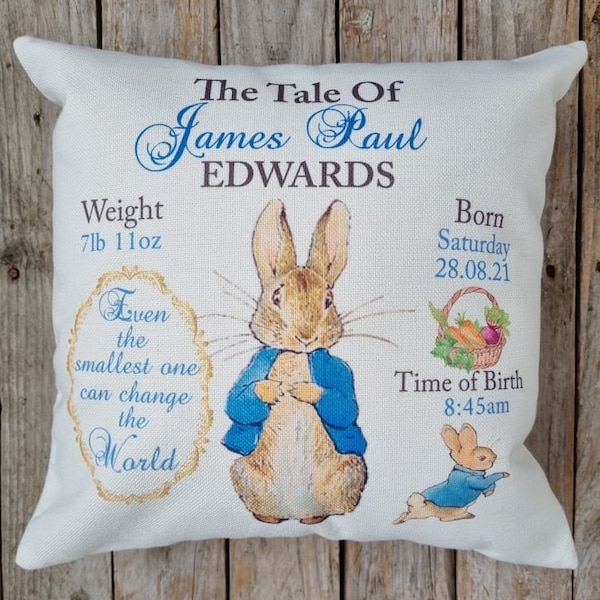 Peter/Flopsy Rabbit personalised keepsake gift for Christening, Newborn, Birthdays.  gift for Godchild, Grandchild, Niece or Nephew.