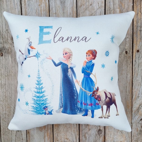 Frozen 2, Elsa & Anna personalised Cushion/pillow.  Frozen gift/ birthday gift with, home bedroom accessory.