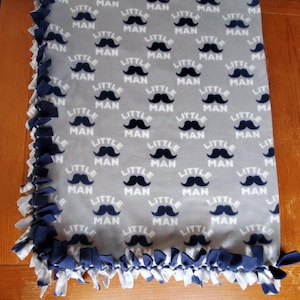 Little man blanket| Boy blanket| Handmade blanket| Fleece blanket| Tie blanket| Gift blanket
