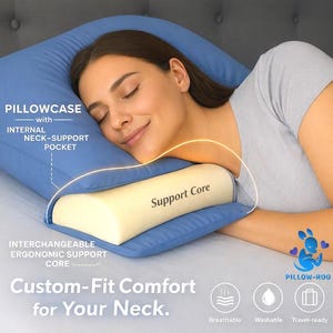 Pillow-Roo Adjustable Cervical Neck Support Insert – Turns Any Pillow into Ergonomic Neck Support Pillowcase System for Side & Back Sleepers