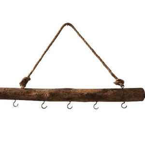 Decorative branch stick for hanging with 5 hooks made of driftwood (about 50 cm)