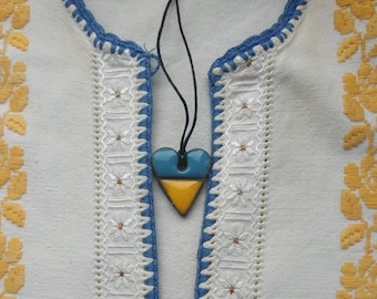 Ukrainian flag heart necklace Ukraine sellers Ukraine shops Ukraine jewelry Ukraine flag Blue yellow Ukrainain gift Stand with Ukraine