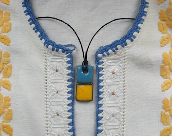 Ukrainian flag pendant necklace Ukraine jewelry Ukraine sellers Ukraine shops Ukraine ceramic Blue yellow Ukrainain gift Stand with Ukraine