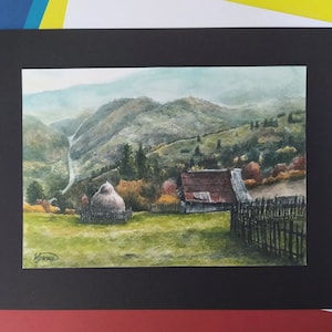 Ukraine watercolor Carpathians watercolor art print Ukraine shops Ukraine sellers Carpathians mountains aquarelle Carpathians painting art