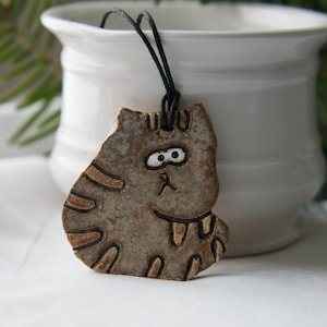 Ukraine shops Ukraine sellers Ceramic cat pendant Pottery cat necklace Kitten necklace Kitty cat Cat lover gifts Artistic necklace jewelry
