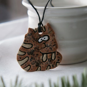 Ukraine shops Ukraine sellers Ceramic cat pendant Pottery cat necklace Kitten necklace Kitty cat Cat lover gifts Artistic necklace jewelry