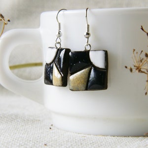 Ukraine sellers Ukraine shops Ceramic earrings Black white earrings Handmade jewelry Ukrainian clay earrings Ukrainian jewelry Gift for her