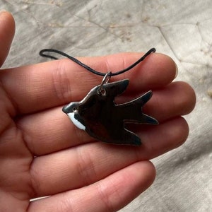 Ukraine sellers Ukraine shops Ceramic bird necklace Pendant bird lover gifts Swallow white bird jewelry Bird lover gift Artistic jewelry