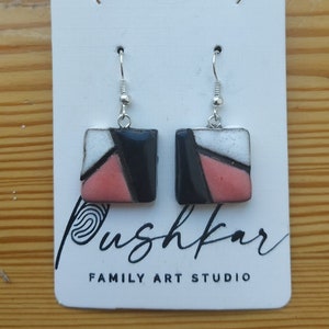 Ukraine sellers Ukraine shops Ceramic earrings Square earrings Handmade jewelry Ukrainian clay earrings Ukrainian jewelry Gift for her