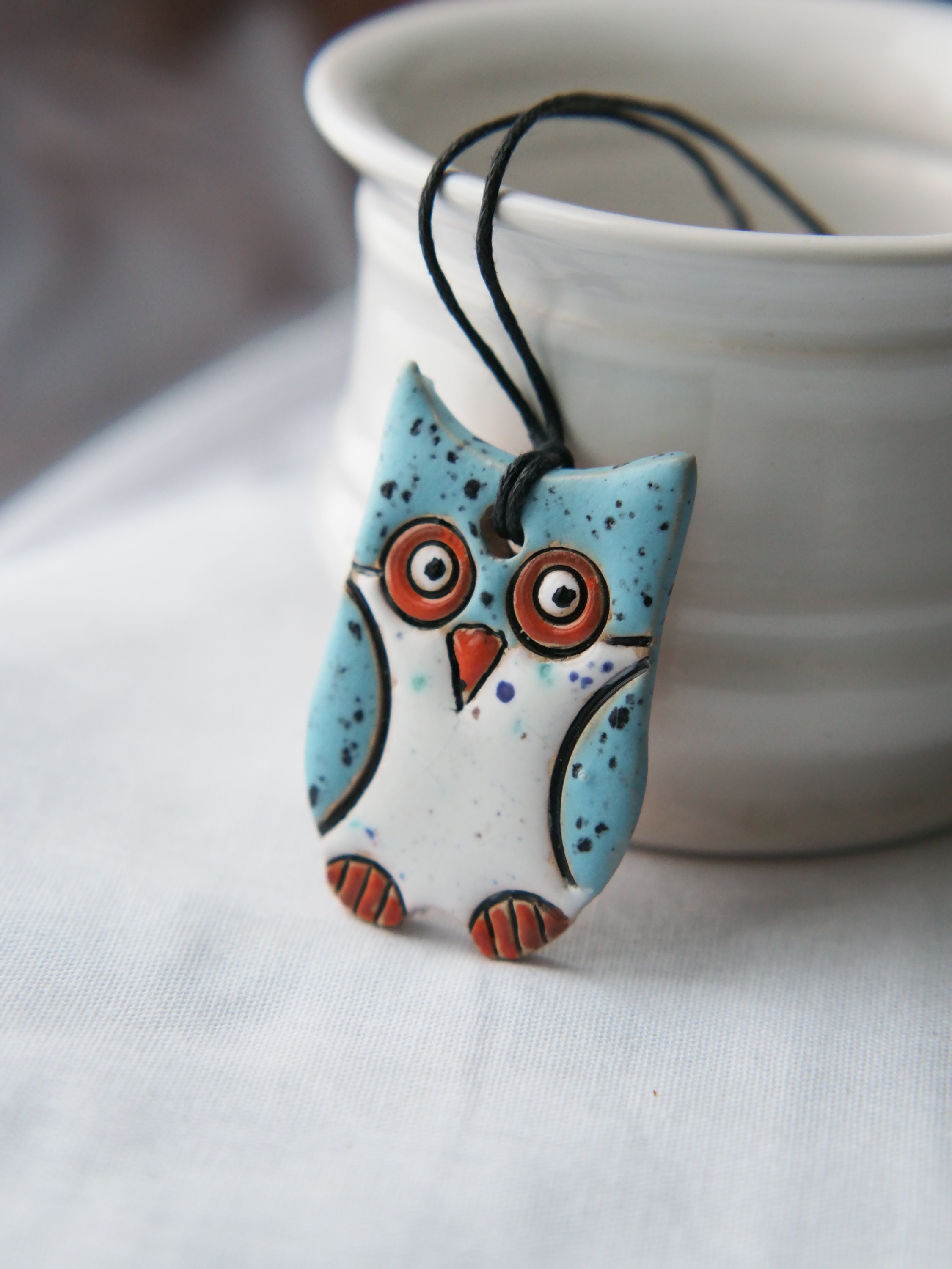 Ukraine sellers Ukraine shops Ceramic owl necklace Pendant Owls lover gifts Cute owl jewelry Owl lov