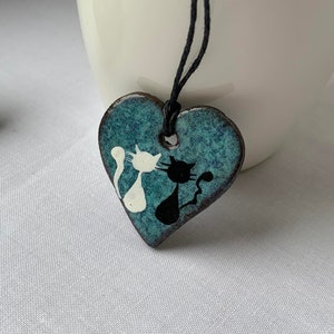 Ceramic cat pendant Pottery cat necklace Ukraine shops Ukraine sellers Kitten necklace Kitty cat Cat lover gifts Artistic necklace jewelry