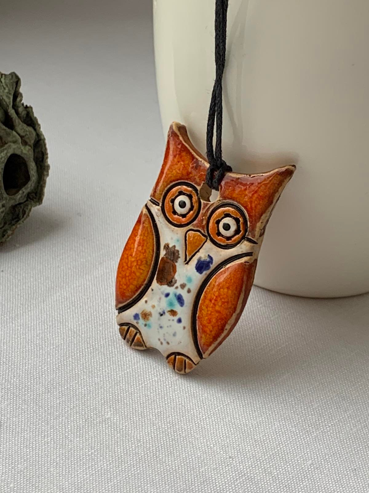 Ceramic owl necklace Owl pendant Ukraine sellers Ukraine shops Owl lover gift Cute owl jewelry Owl l