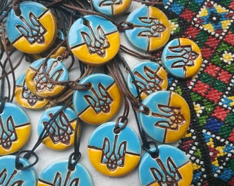Ukrainian Blue and yellow necklace Trident necklace Ukraine jewelry Ukraine flag Stand with Ukraine jewelry Ukrainian colors Ukraine colour