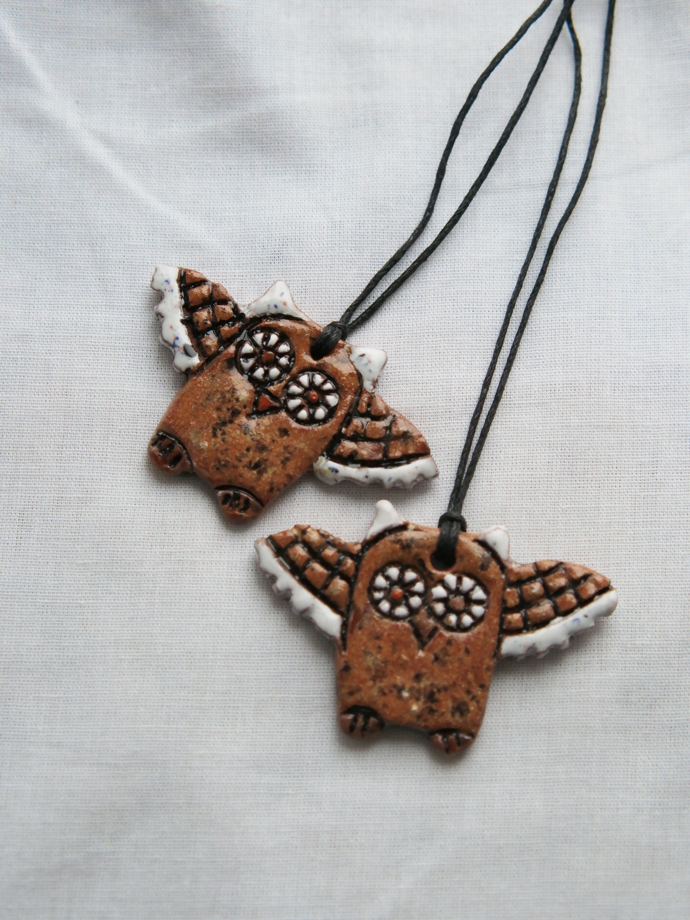 Ceramic owl necklace Pendant Owls lover gifts Cute owl jewelry Brown owl Owl lover gift idea Artisti