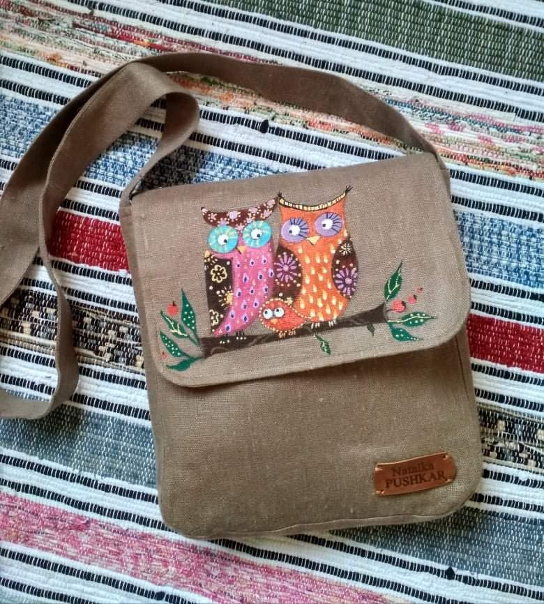 Owl linen bag  Owl Crossbody Owl shoulder bag Ukraine sellers Ukraine shops Handmade owl bag Cute ow