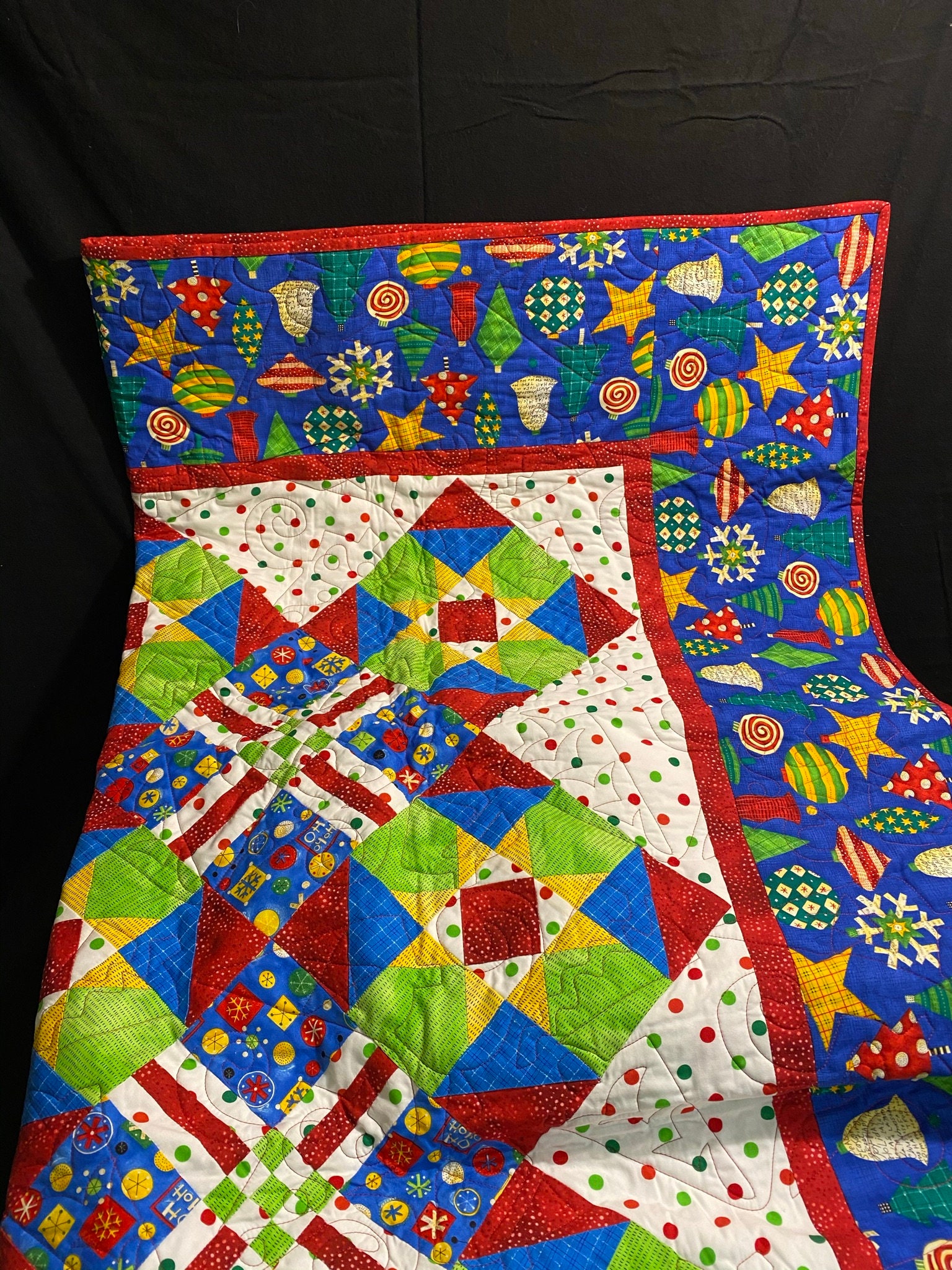Traditional Handmade Christmas Quilt. Snowflake and Christmas Etsy UK