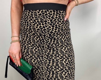 Cheetah print high waist black and brown pencil skirt