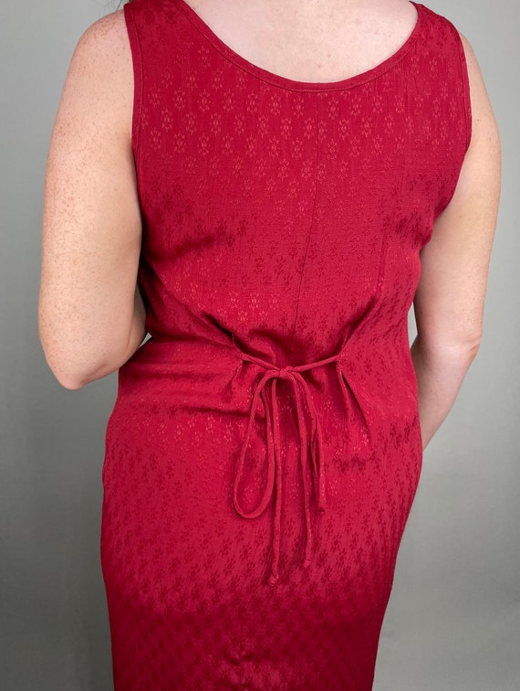 Vintage crimson red sleeveless midi dress with su… - image 7