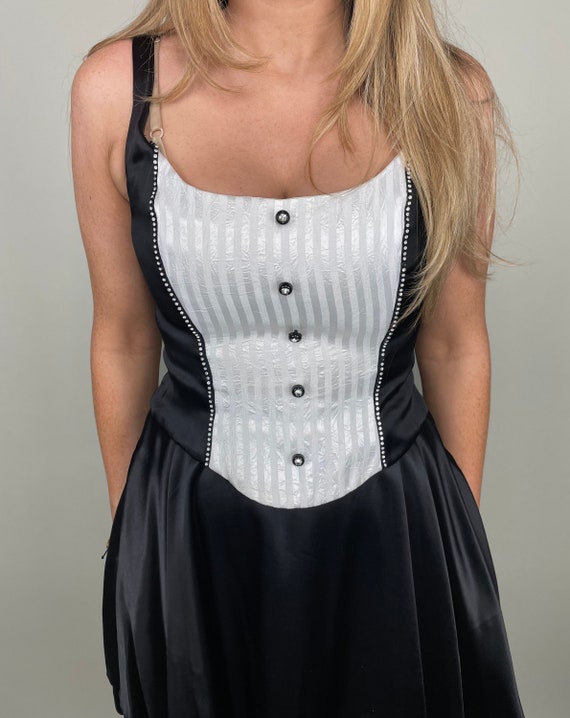 Vintage black and white tuxedo dress by Dave & Jo… - image 2