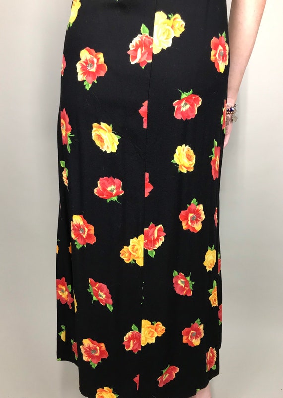 90’s Yellow & black floral maxi sun dress - image 8