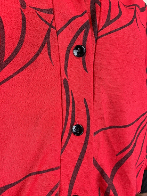 Vintage 1960’s sheer red & black printed blouse w… - image 6