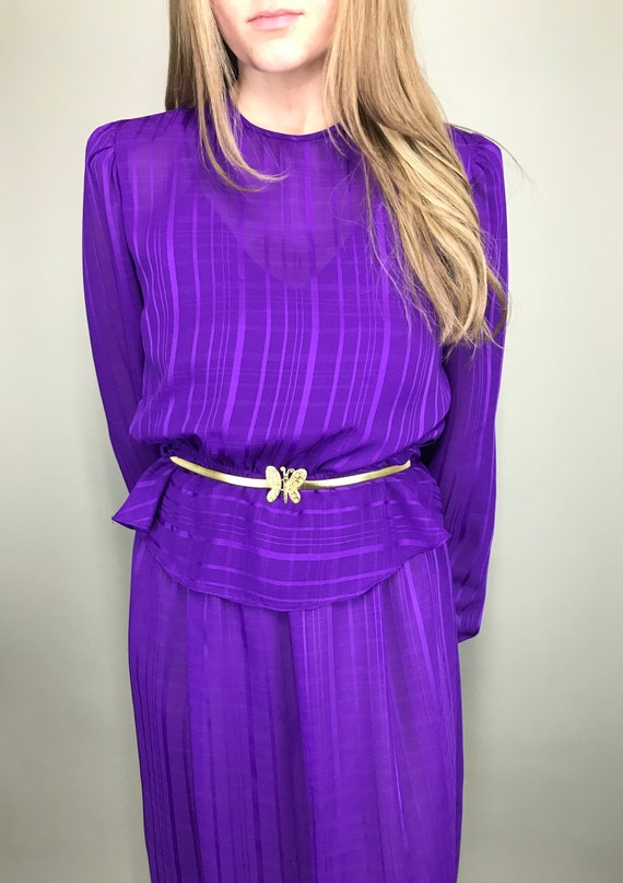 70’s Two piece Deep purple disco dress with elast… - image 4