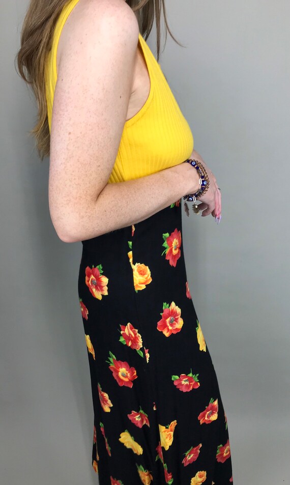 90’s Yellow & black floral maxi sun dress - image 6