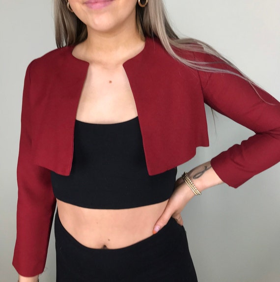 Nicole Miller garnet red crop dress jacket - image 2