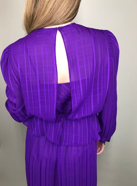 70’s Two piece Deep purple disco dress with elast… - image 9