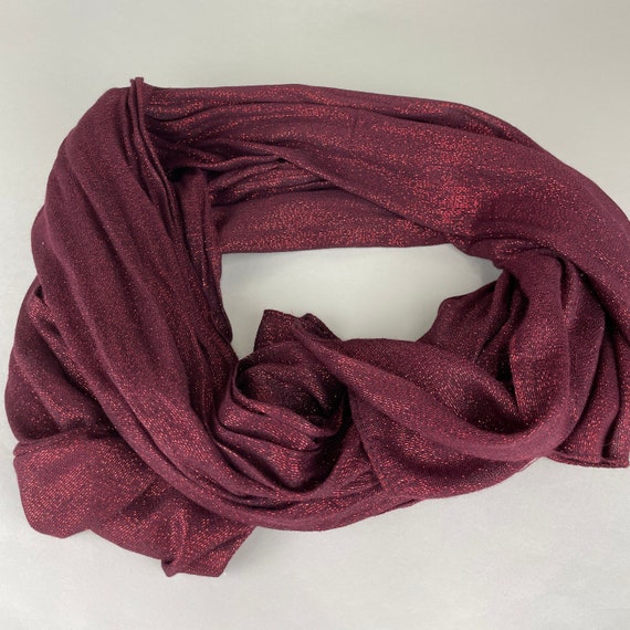Deep ruby red shimmer oversized rectangular scarf… - image 2