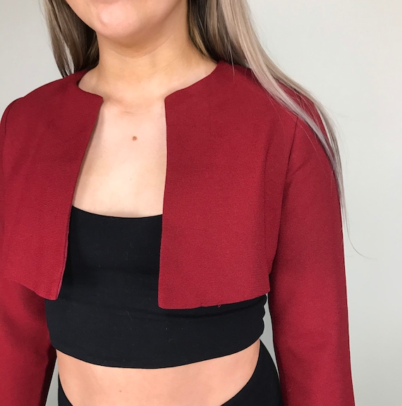 Nicole Miller garnet red crop dress jacket - image 1