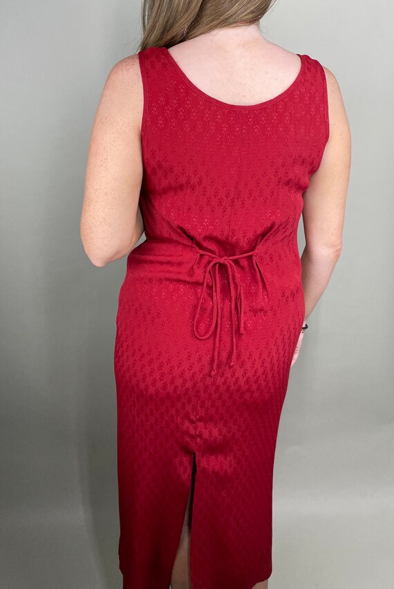 Vintage crimson red sleeveless midi dress with su… - image 6