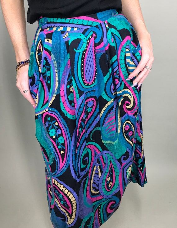 Vintage high waist vibrant multicolor skirt by Em… - image 4