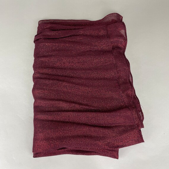 Deep ruby red shimmer oversized rectangular scarf… - image 9