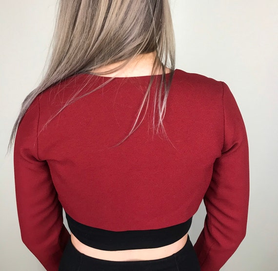 Nicole Miller garnet red crop dress jacket - image 4