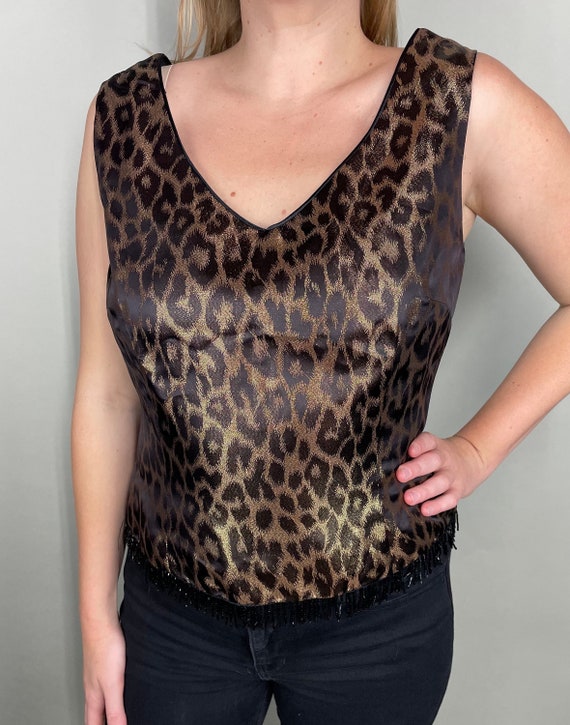 Gorgeous gold & bronze cheetah print dressy tank … - image 8