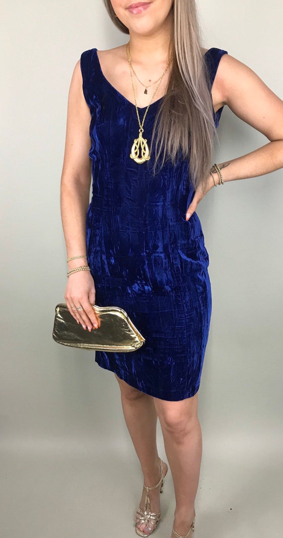 1970’s Betsey Johnson deep blue velvet mini dress
