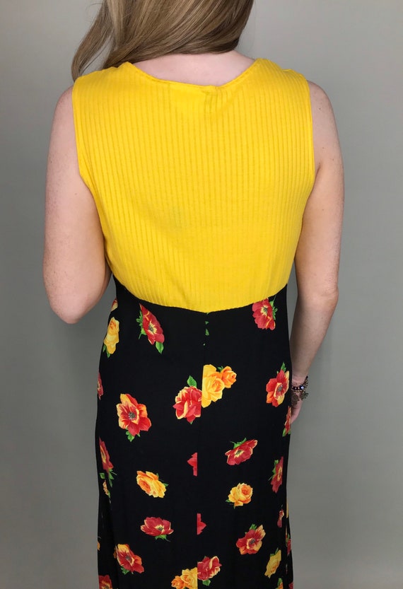 90’s Yellow & black floral maxi sun dress - image 9