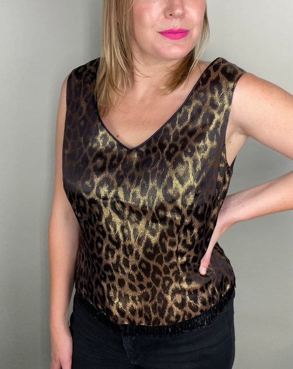 Gorgeous gold & bronze cheetah print dressy tank … - image 2