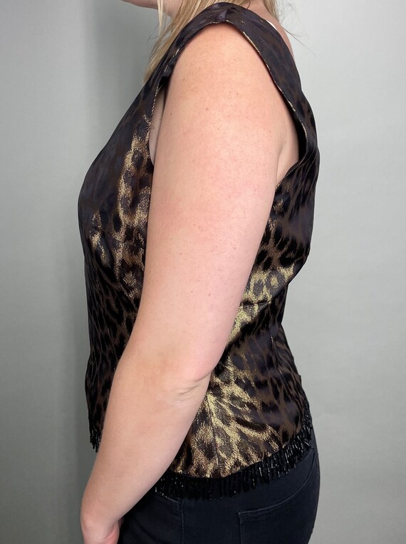 Gorgeous gold & bronze cheetah print dressy tank … - image 5