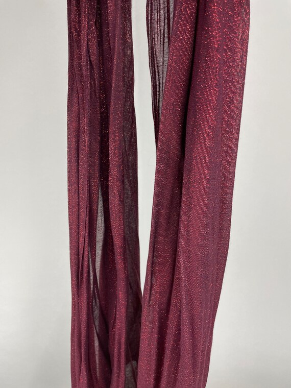 Deep ruby red shimmer oversized rectangular scarf… - image 4