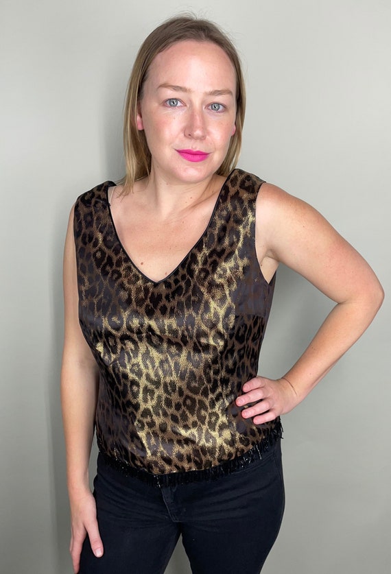 Gorgeous gold & bronze cheetah print dressy tank … - image 1